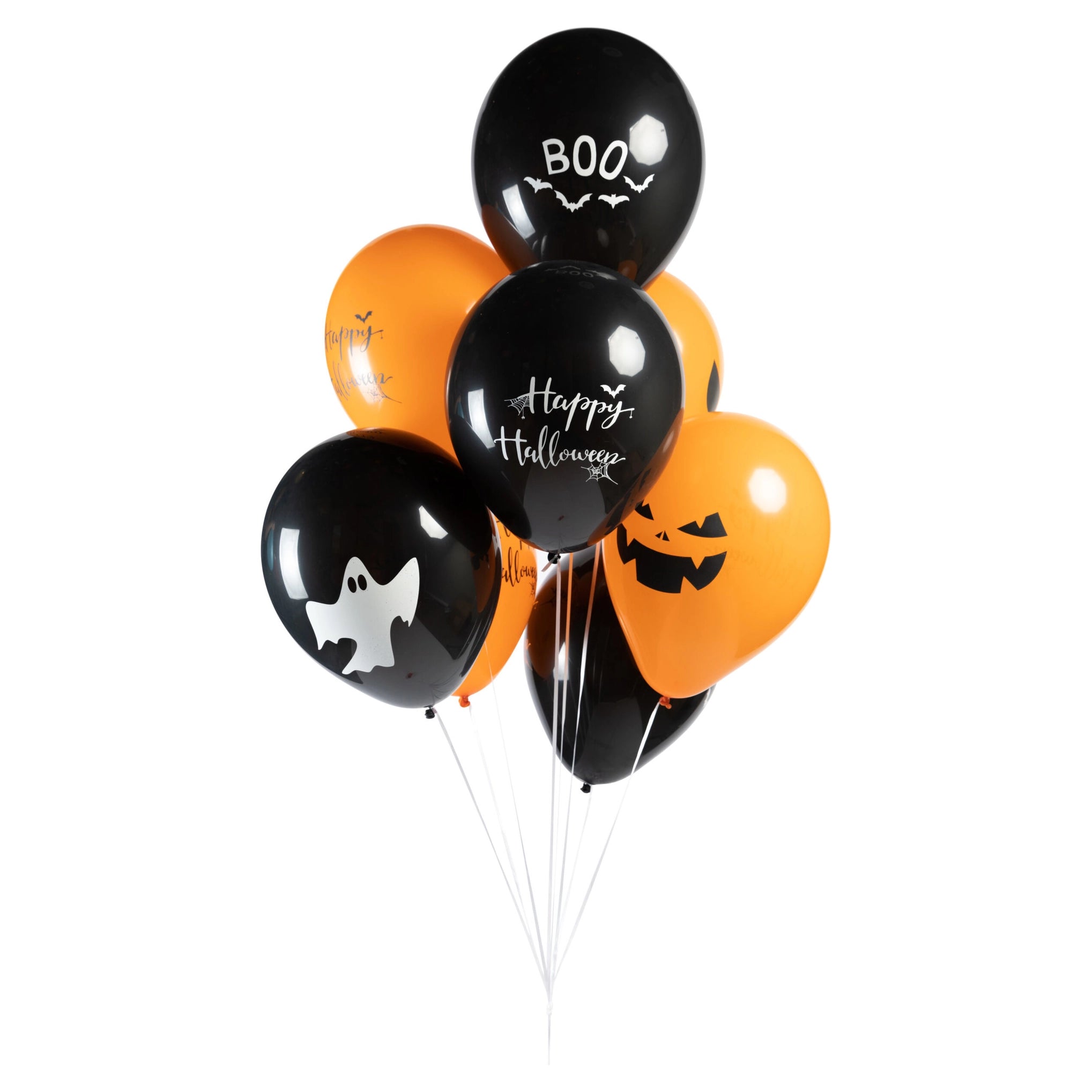 Halloween ballonnen 8 stuks oranje/ zwart