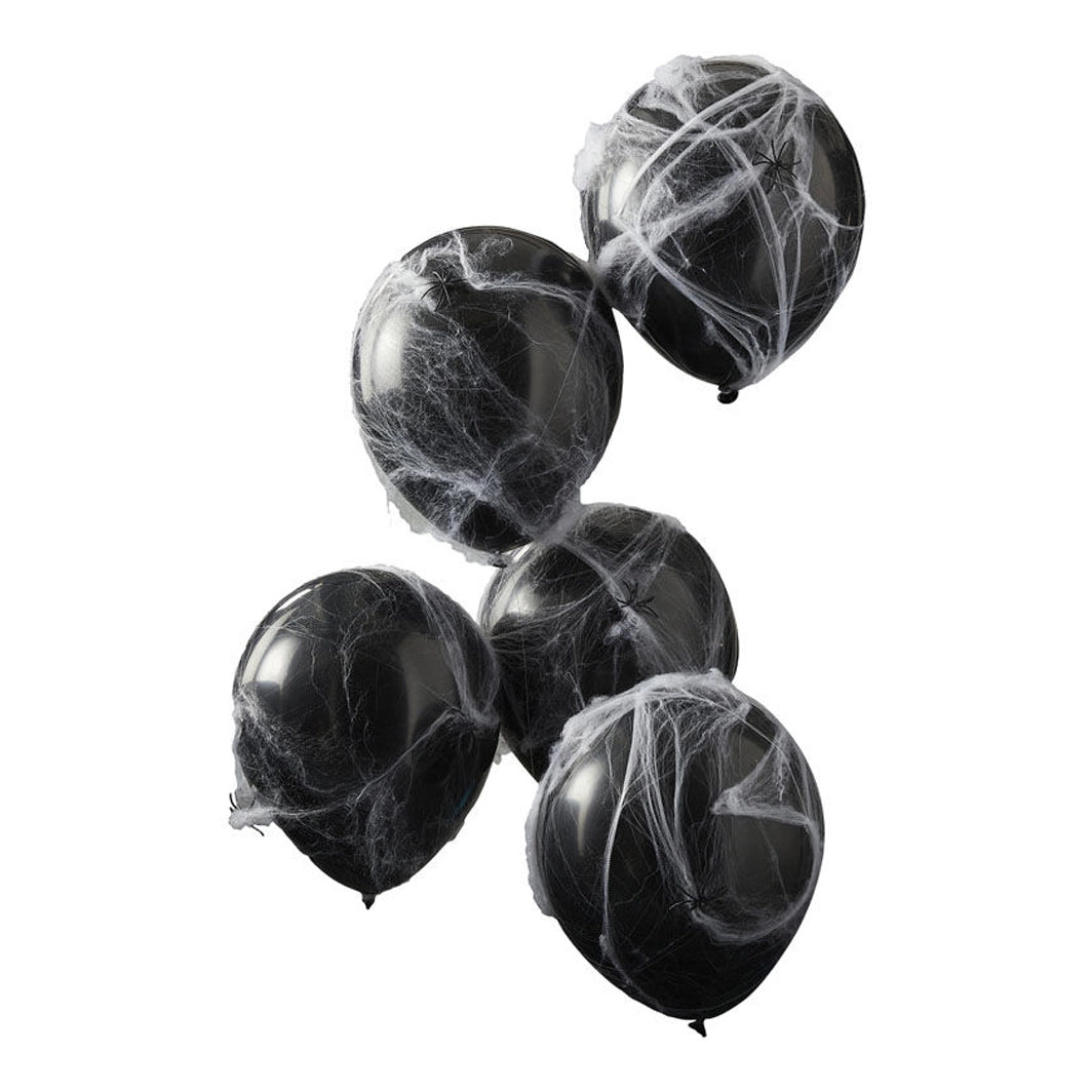 Halloween ballonnen met web en spinnen 30cm 5 stuks