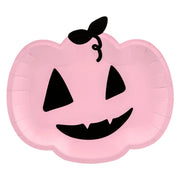 Halloween papieren borden roze pompoen 25x22cm  6 stuks