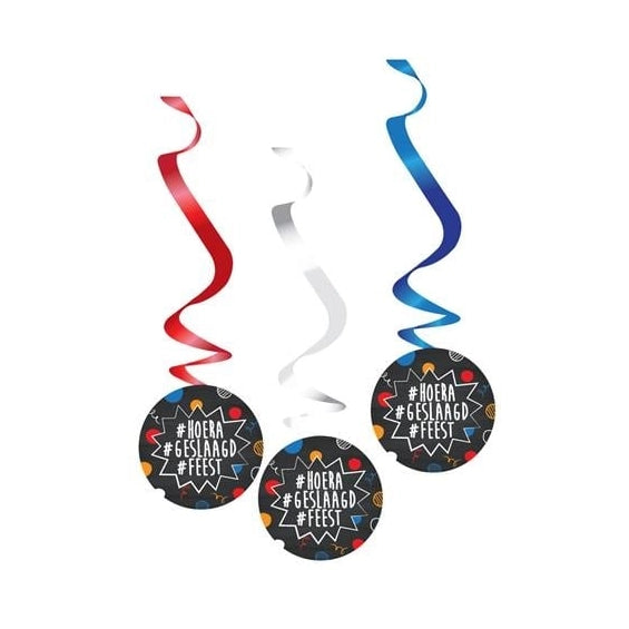 Hangdecoratie Hoera Geslaagd 3 stuks