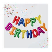 Happy Birhday folieballonnen gekleurd/ regenboog