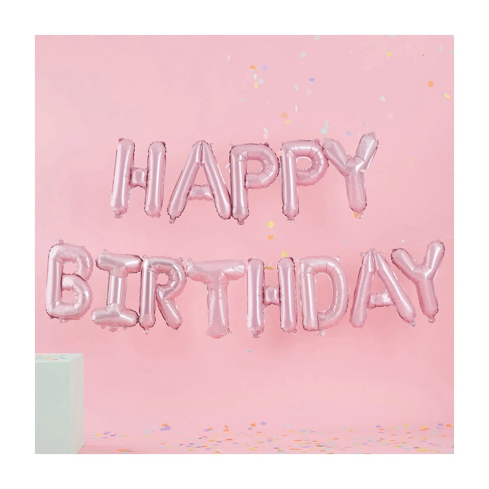 Happy Birhday folieballonnen Roze