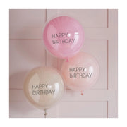 Happy Birthday ballonnen dubbellaags luxe 3 stuks  45cm