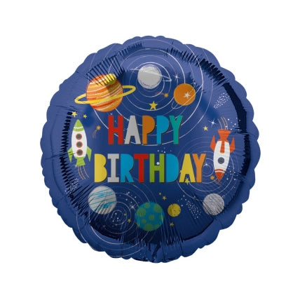 Happy Birthday folieballon ruimte 43cm