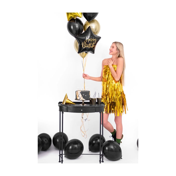 Happy Birthday folieballon zwart ster 40cm