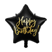 Happy Birthday folieballon zwart ster 40cm