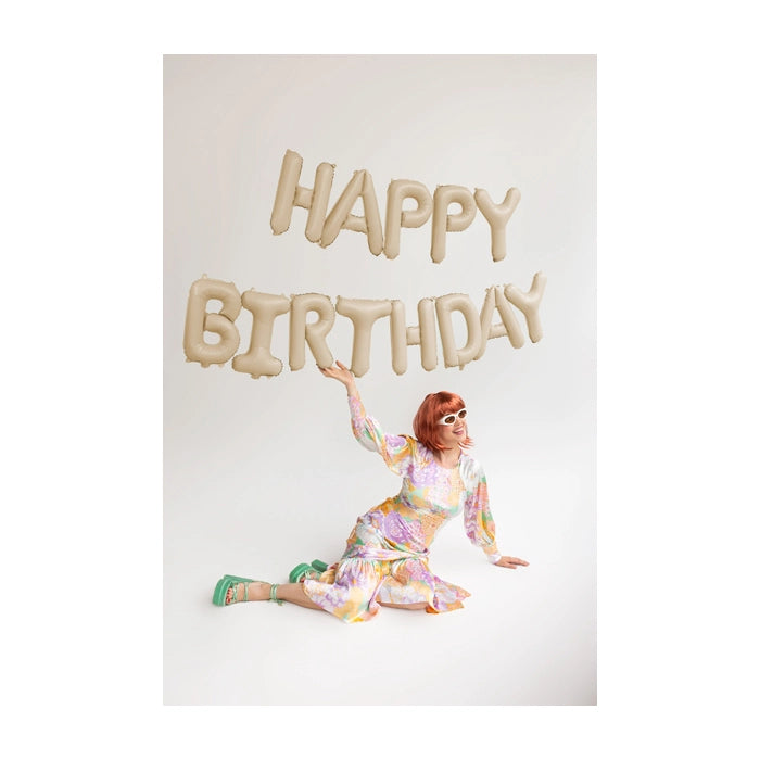Happy Birthday folieballonnen Beige 340x25cm