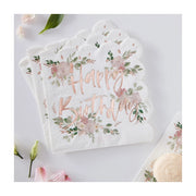 Happy Birthday papieren servetten Floral 33cm