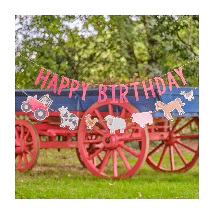 Happy Birthday slinger boerderij dieren 4m