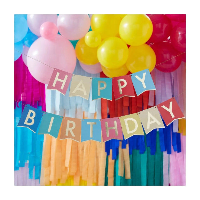 Happy Birthday slinger Mix It Up Brights goud folie 170x12cm