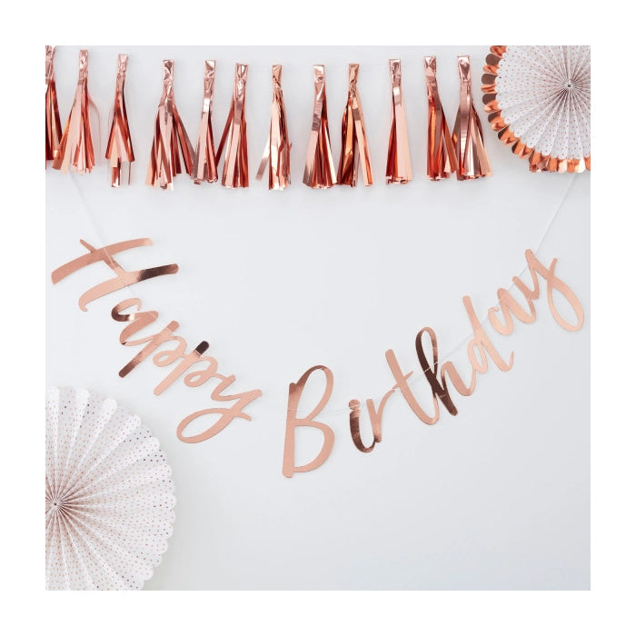 Happy Birthday slinger Rosé Goud 180x19cm