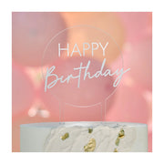 Happy Birthday taartdecoratie champagne kleur 12x18cm