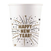 Happy New Year papieren bekers 200ml 8 stuks