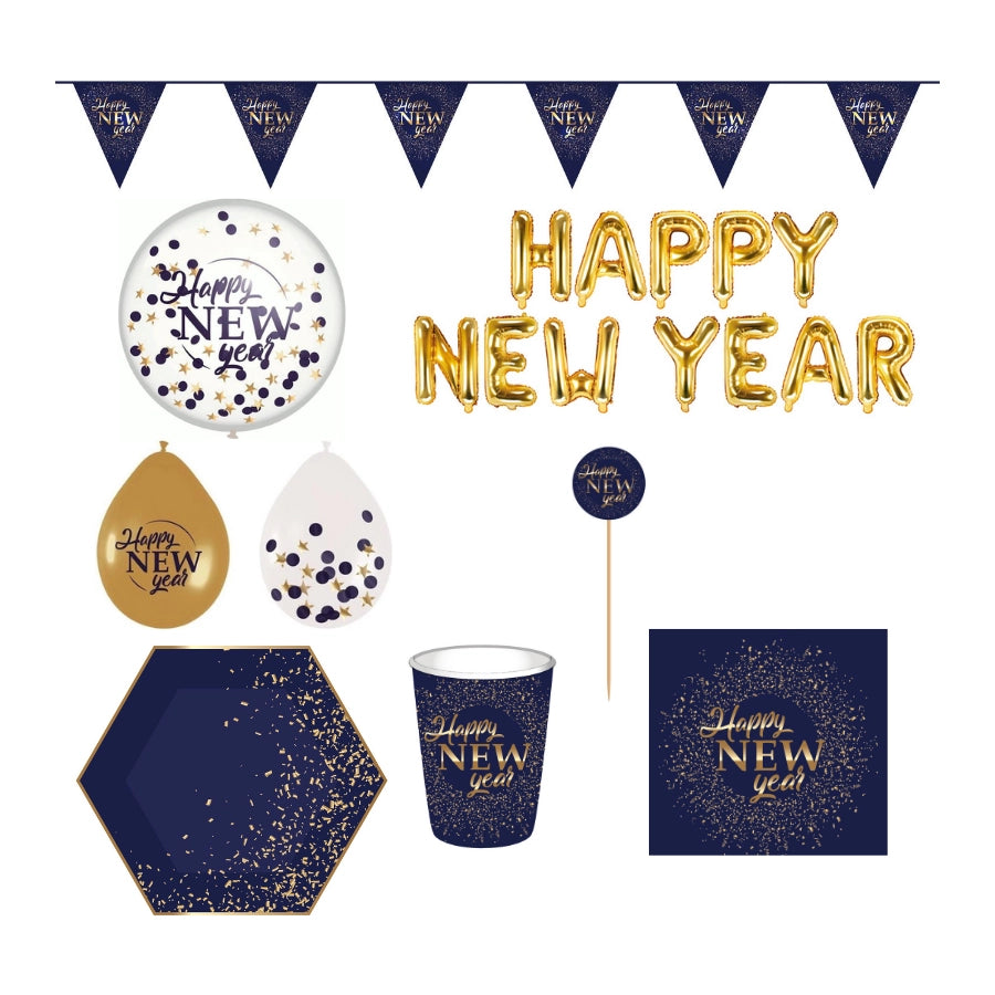 Happy New Year Party pakket Blue & Gold (7)