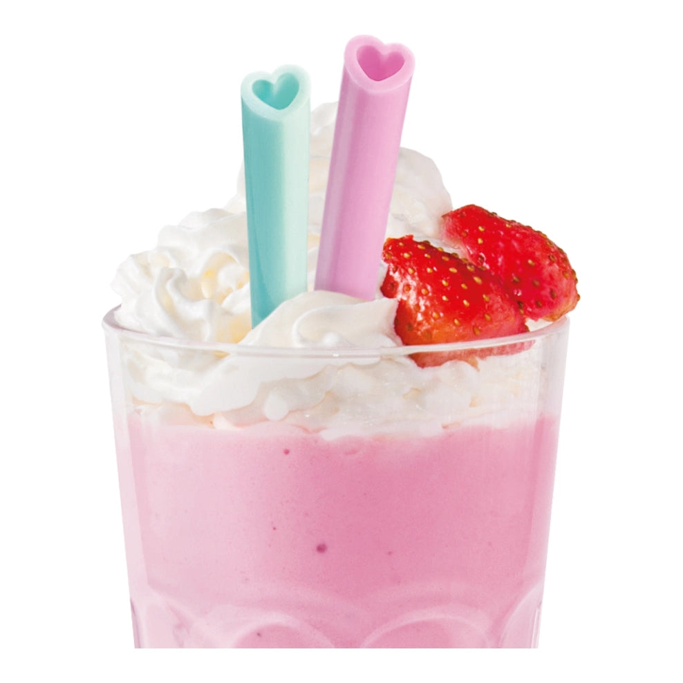 Herbruikbare silicone rietjes Watercolor Hearts 8 stuks