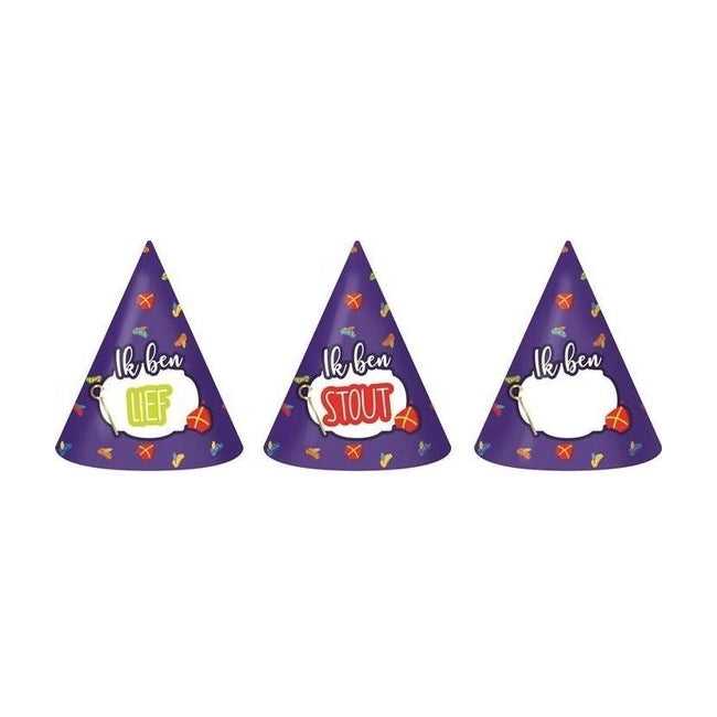 Hoedjes Sinterklaas Papier Paars One-size 6 Stuks