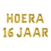 Hoera 16 jaar folieballonnen set goud 41cm