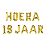Hoera 18 jaar folieballonnen set goud 41cm