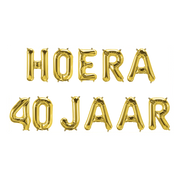 Hoera 40 jaar folieballonnen set goud 41cm