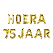 Hoera 75 jaar folieballonnen set goud 41cm