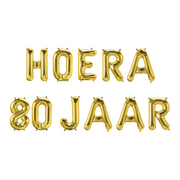 Hoera 80 jaar folieballonnen set goud 41cm