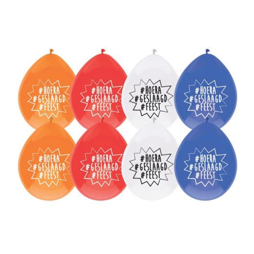 Hoera Geslaagd Ballonnen 8 stuks 30cm