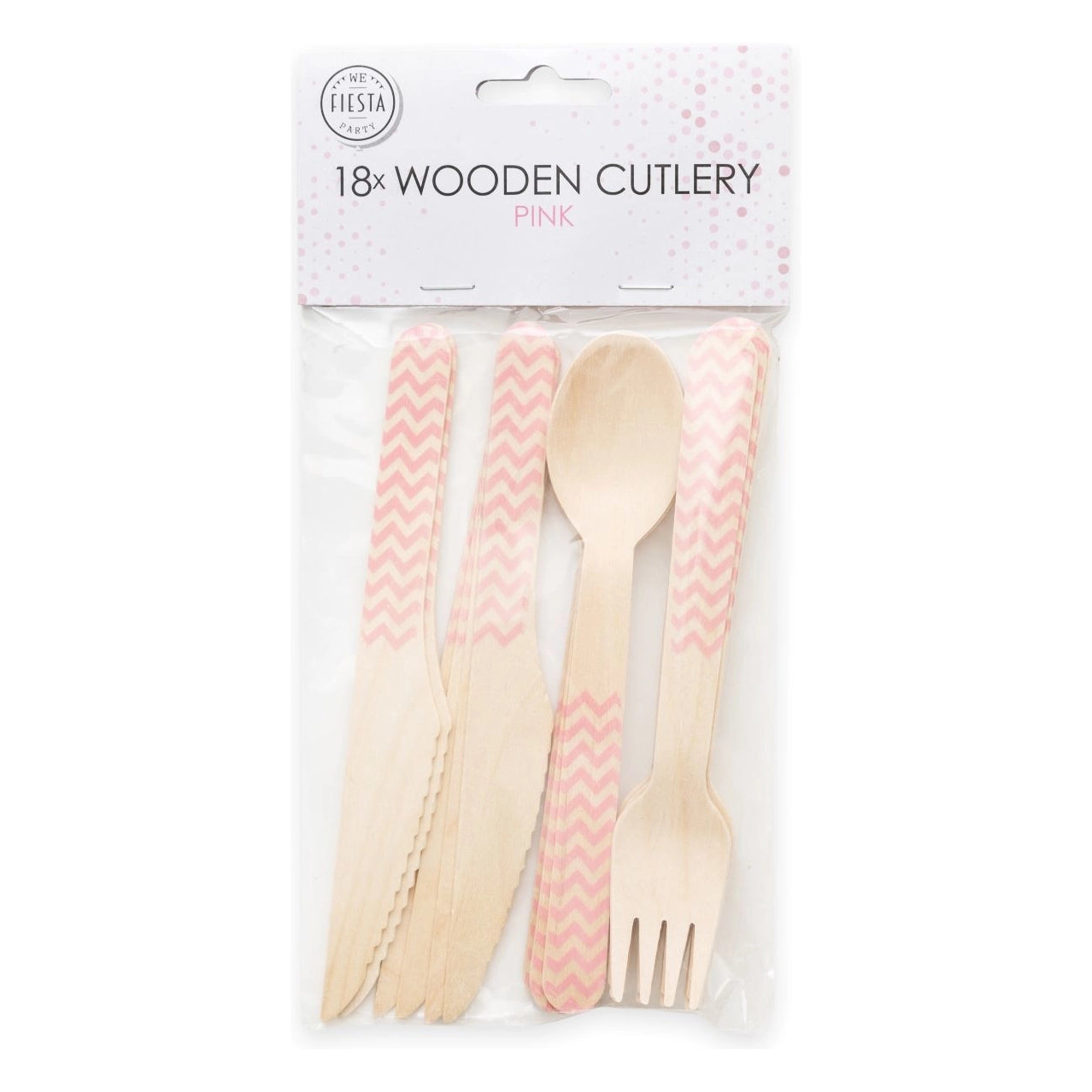 Houten bestek baby roze