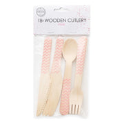Houten bestek baby roze