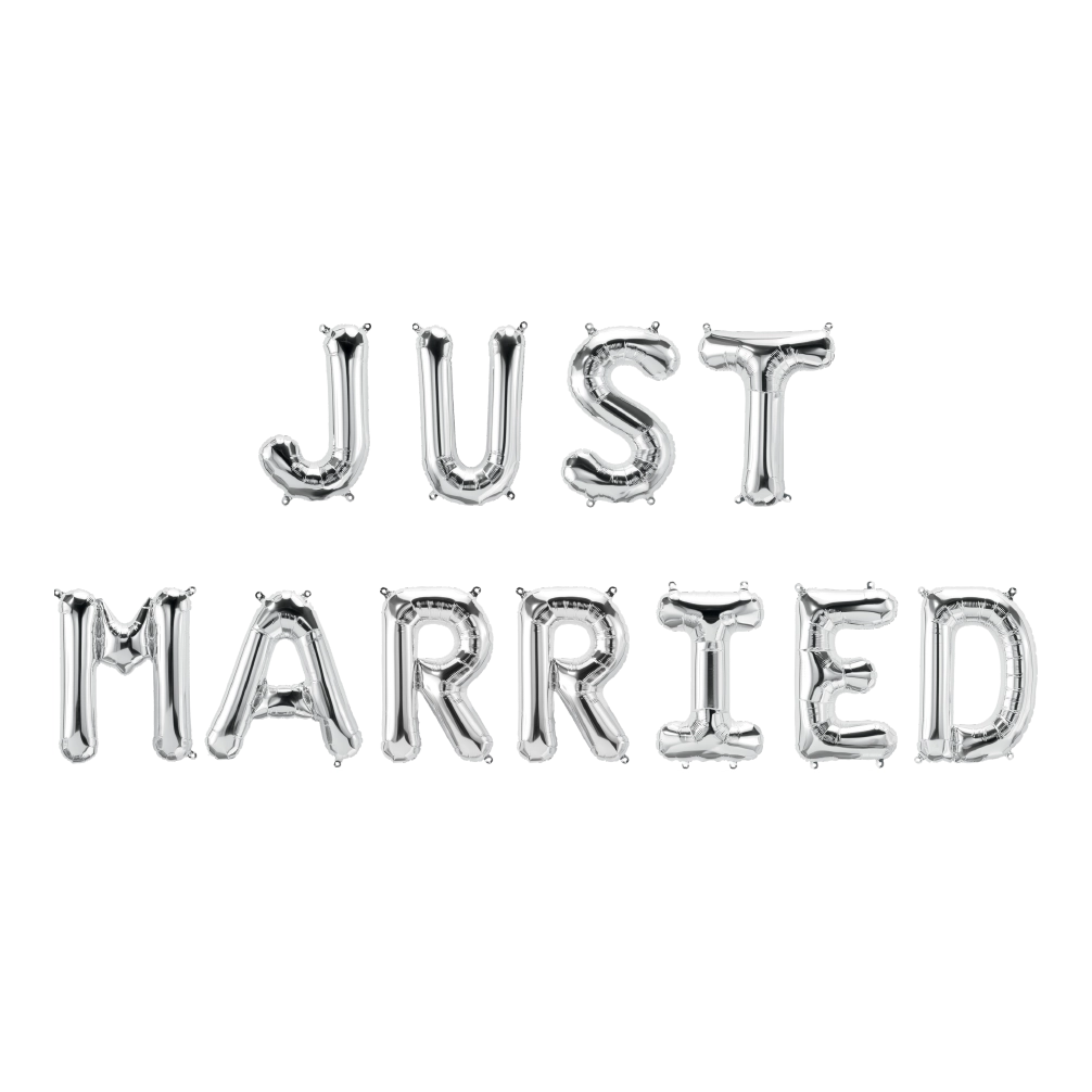 Just Married Folieballonnen set zilver 41cm