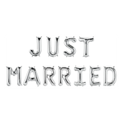 Just Married Folieballonnen set zilver 41cm