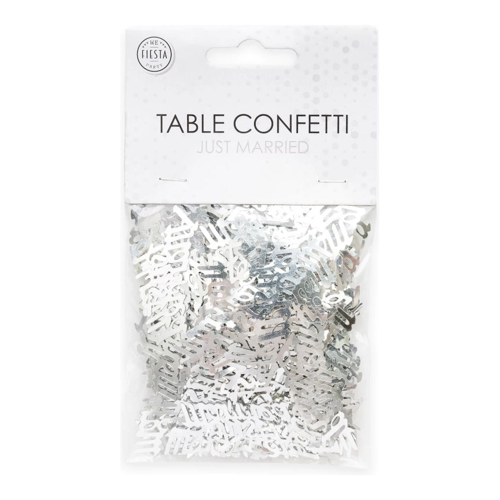 Just married tafelconfetti zilver