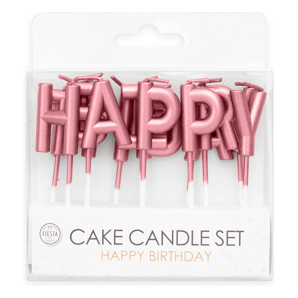 Kaarsjes Happy Birthday rose goud