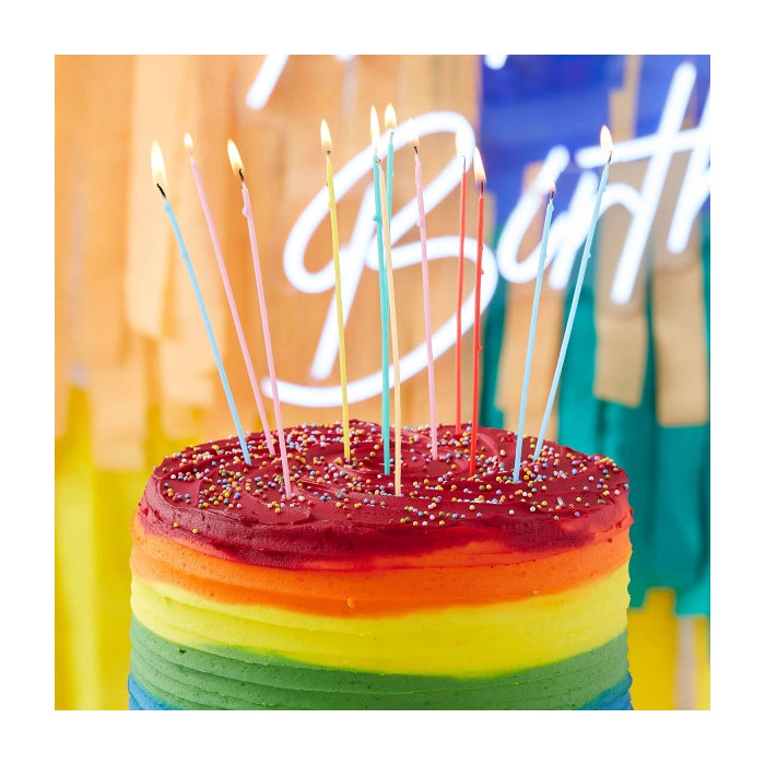 Lange taart kaarsjes multikleur 17cm 12 stuks