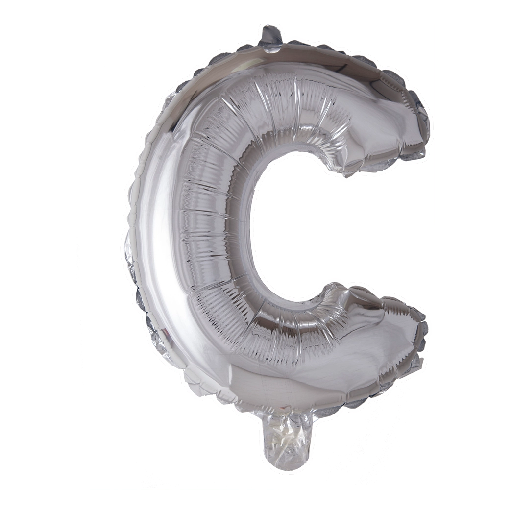Letterballon C Zilver 41 cm