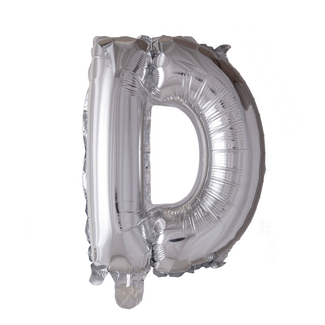 Letterballon D Zilver 41 cm