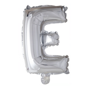 Letterballon E Zilver 41 cm