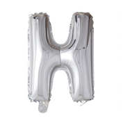 Letterballon H Zilver 41cm