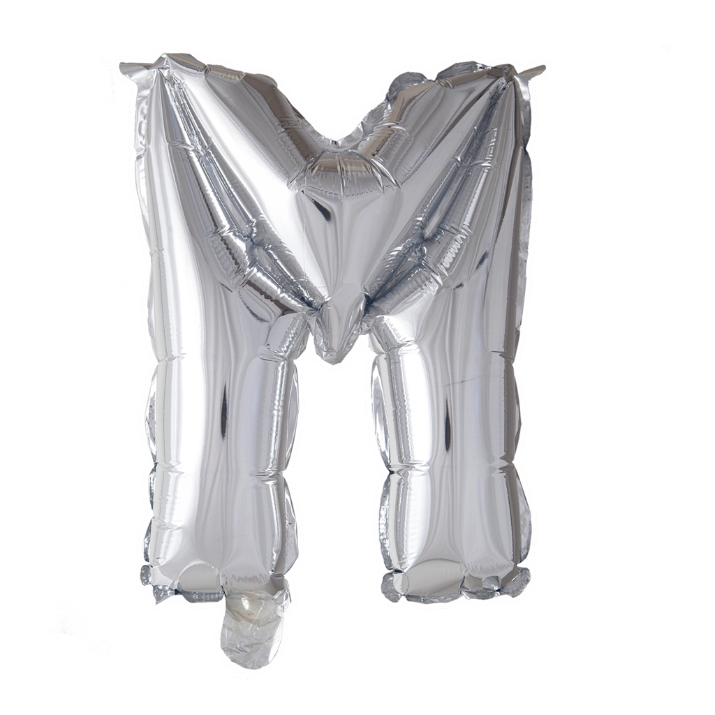 Letterballon M Zilver 41cm