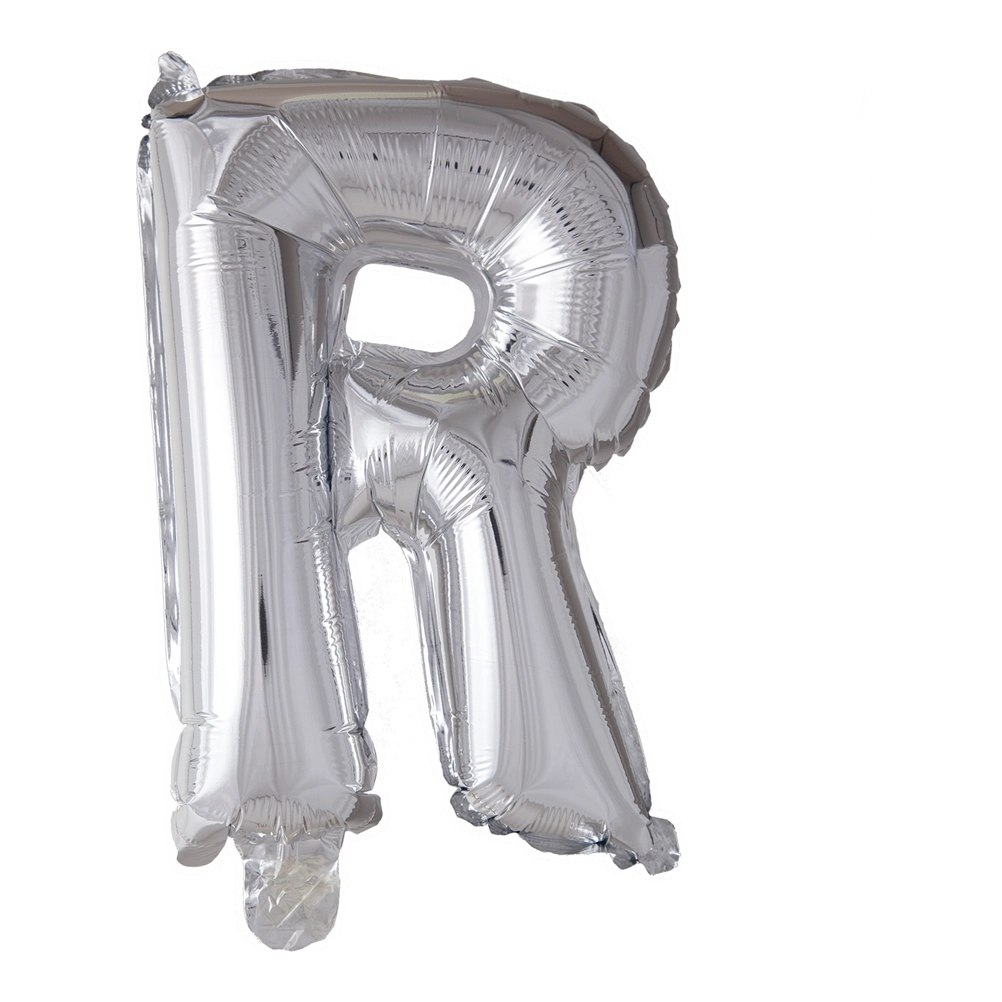 Letterballon R Zilver 41cm