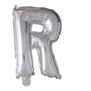 Letterballon R Zilver 41cm