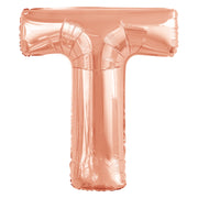 Letterballon T Rose Goud XL 86cm