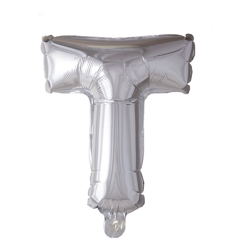 Letterballon T Zilver 41 cm