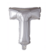 Letterballon T Zilver 41 cm