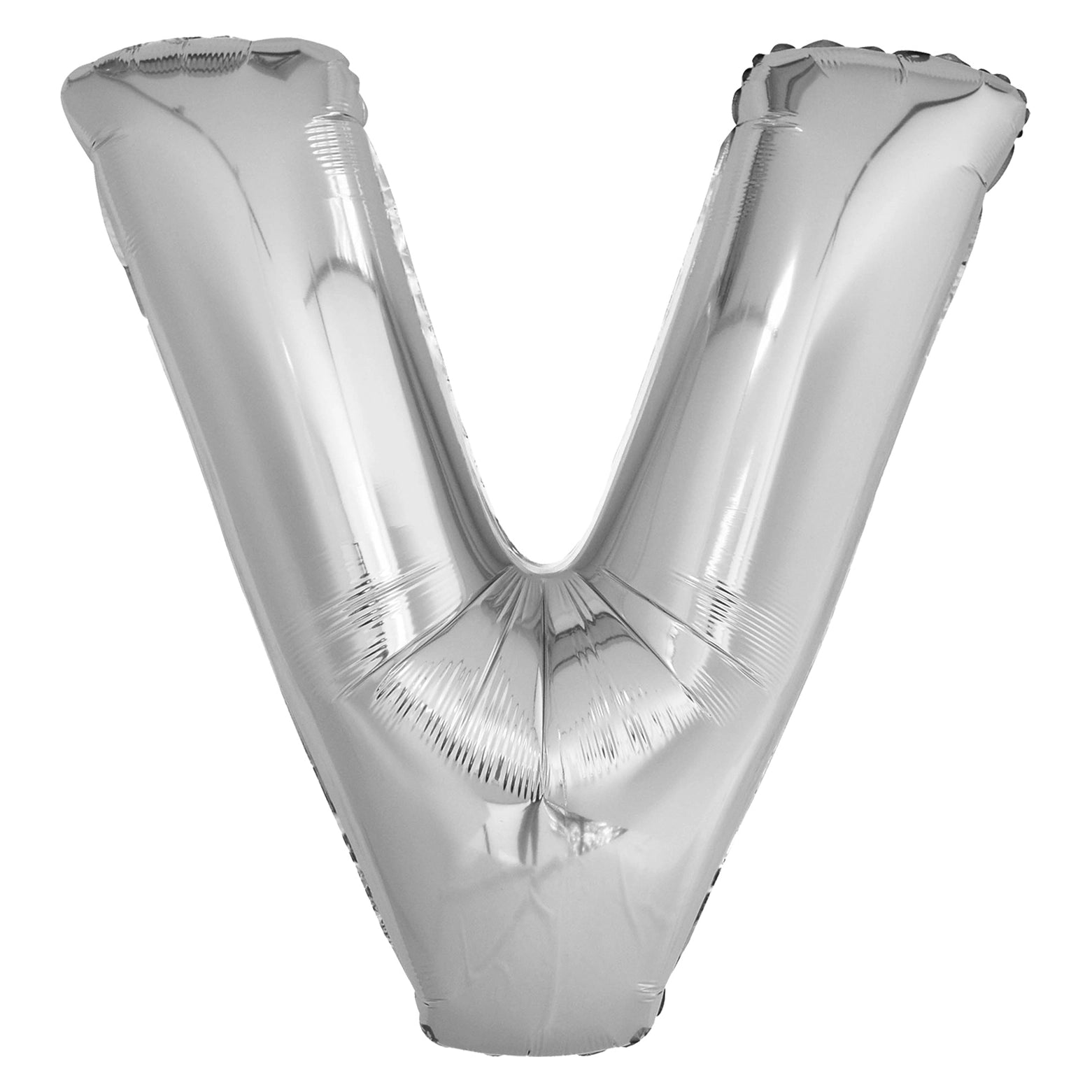 Letterballon V Zilver XL 86cm