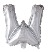 Letterballon W Zilver 41 cm