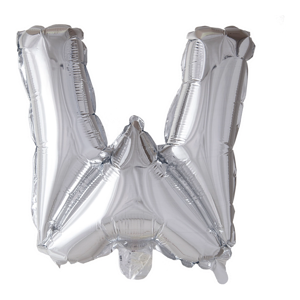 Letterballon W Zilver 41 cm