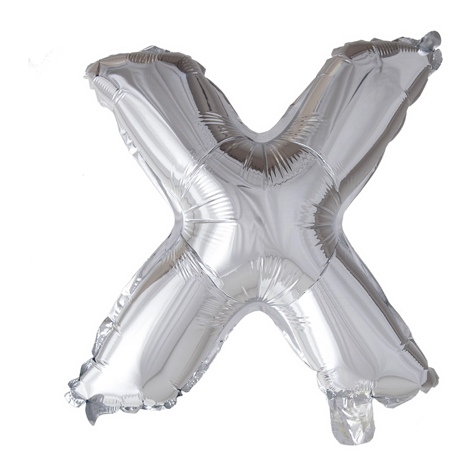 Letterballon X Zilver 41cm