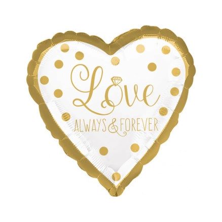 Love Always & Forever Sparkling Gold folieballon hart 43cm