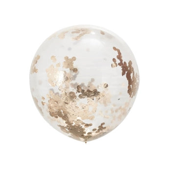 Mega confetti ballon rosé goud 91cm 3 stuks
