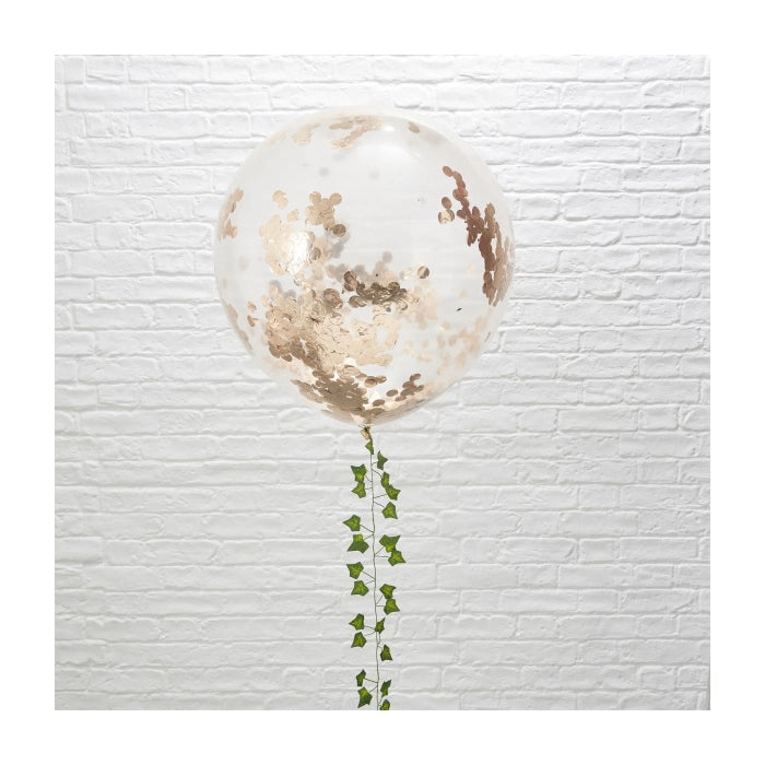 Mega confetti ballon rosé goud 91cm 3 stuks